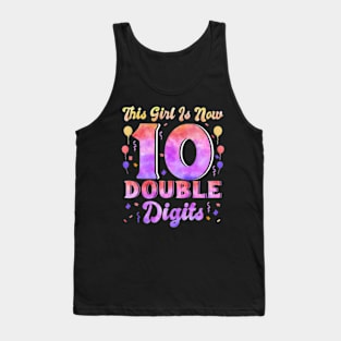 This Girl Is Now 10 Double Digits 10th Birthday Unicorn Tank Top